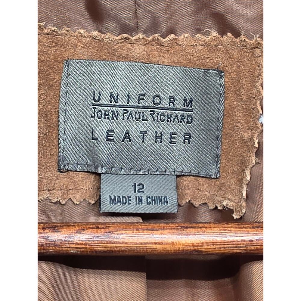 Uniform Jean Paul Richard Classic Leather Blazer Jacket Brown Women's Size 12 - Picture 6 of 10